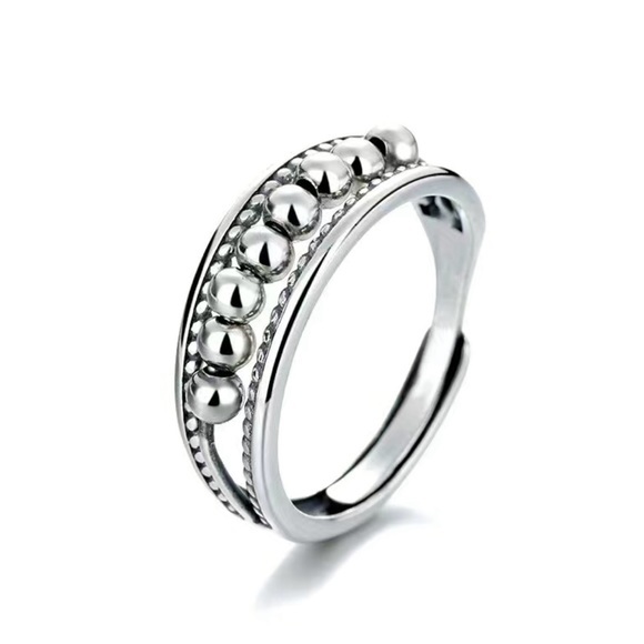 Fidget anxiety ring - silver plated adjustable band - Picture 1 of 5